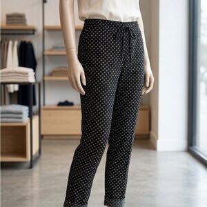 Banana Republic Womens XS Black Cream Circle Print Cropped Trouser Pants Pockets